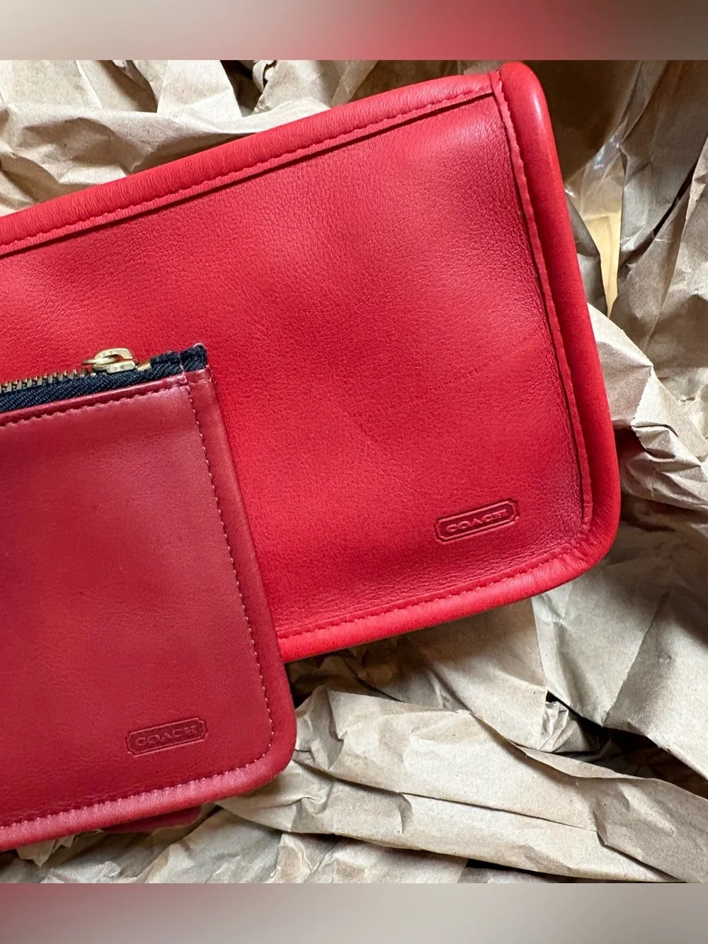 RARE New Tomato Cherry Red Vintage COACH Chunky Case Multipurpose Pouch 7165